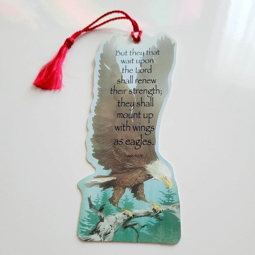 Vintage 90s Bald Eagle Bookmark Patriotic Scripture Isaiah 40, Dicksons BKM-1011